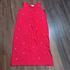 Vintage 90s Boho Patriotic Long Dress QVC The Quacker Factory Medium